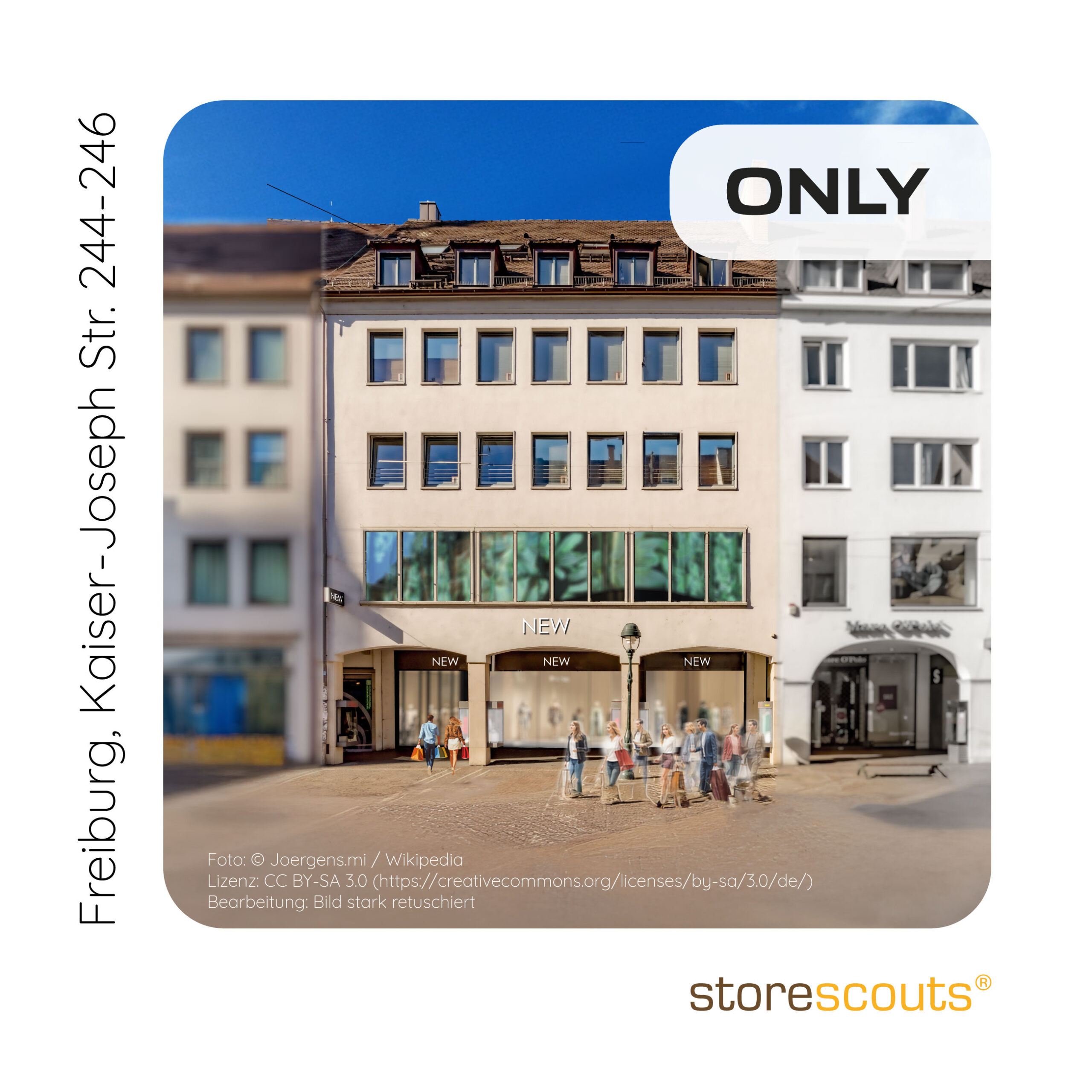 Freiburg Innenstadt: ca. 1.000 m² Einzelhandelsfläche in Toplage Kaiser-Joseph-Straße, zukünftig Flagship-Store von ONLY BRAND HOUSE, vermittelt von storescouts®